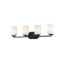 Golden Lighting 2243-BA4 BLK-OP Manhattan 4 Light Bath Vanity in Matte Black with Opal Glass - Crescent Harbor