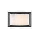 Golden Lighting 2243-FM BLK-MWS Manhattan Flush Mount in Matte Black with Modern White Shade - Crescent Harbor