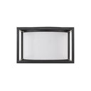 Golden Lighting 2243-FM BLK-MWS Manhattan Flush Mount in Matte Black with Modern White Shade - Crescent Harbor