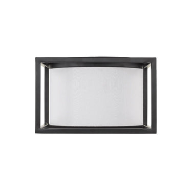 Golden Lighting 2243-FM BLK-MWS Manhattan Flush Mount in Matte Black with Modern White Shade - Crescent Harbor