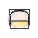 Golden Lighting 2243-FM BLK-MWS Manhattan Flush Mount in Matte Black with Modern White Shade - Crescent Harbor