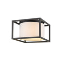 Golden Lighting 2243-FM BLK-MWS Manhattan Flush Mount in Matte Black with Modern White Shade - Crescent Harbor