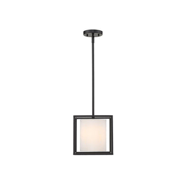 Golden Lighting 2243-M1L BLK-MWS Manhattan Mini Pendant in Matte Black with Modern White Shade - Crescent Harbor