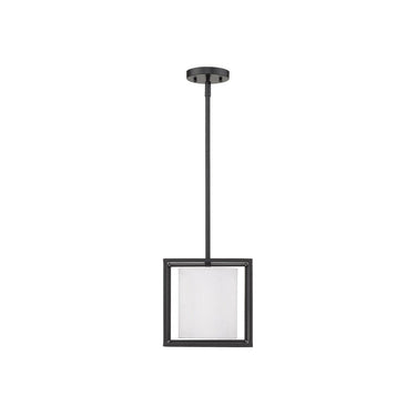 Golden Lighting 2243-M1L BLK-MWS Manhattan Mini Pendant in Matte Black with Modern White Shade - Crescent Harbor