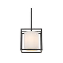 Golden Lighting 2243-M1L BLK-MWS Manhattan Mini Pendant in Matte Black with Modern White Shade - Crescent Harbor