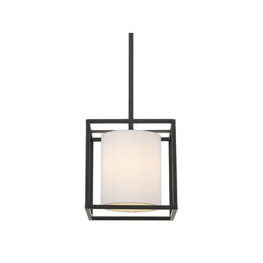 Golden Lighting 2243-M1L BLK-MWS Manhattan Mini Pendant in Matte Black with Modern White Shade - Crescent Harbor