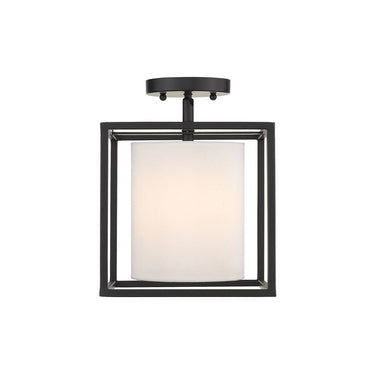 Golden Lighting 2243-M1L BLK-MWS Manhattan Mini Pendant in Matte Black with Modern White Shade - Crescent Harbor