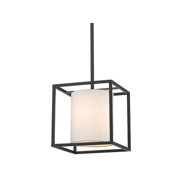 Golden Lighting 2243-M1L BLK-MWS Manhattan Mini Pendant in Matte Black with Modern White Shade - Crescent Harbor
