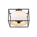 Golden Lighting 2243-SF BLK-MWS Manhattan Semi-Flush in Matte Black with Modern White Shade - Crescent Harbor