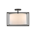 Golden Lighting 2243-SF BLK-MWS Manhattan Semi-Flush in Matte Black with Modern White Shade - Crescent Harbor