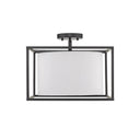 Golden Lighting 2243-SF BLK-MWS Manhattan Semi-Flush in Matte Black with Modern White Shade - Crescent Harbor