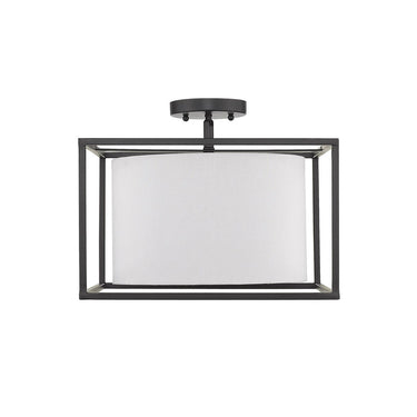 Golden Lighting 2243-SF BLK-MWS Manhattan Semi-Flush in Matte Black with Modern White Shade - Crescent Harbor