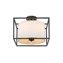 Golden Lighting 2243-SF BLK-MWS Manhattan Semi-Flush in Matte Black with Modern White Shade - Crescent Harbor