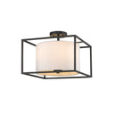 Golden Lighting 2243-SF BLK-MWS Manhattan Semi-Flush in Matte Black with Modern White Shade - Crescent Harbor