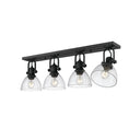 Golden Lighting 3118-4SF BLK-SD Hines 4 Light Semi-Flush in Matte Black with Seeded Glass Shade - Crescent Harbor