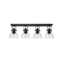Golden Lighting 3118-4SF BLK-SD Hines 4 Light Semi-Flush in Matte Black with Seeded Glass Shade - Crescent Harbor