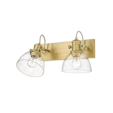 Golden Lighting 3118-BA2-SD Hines 2 Light Bath Vanity in Seeded Glass - Crescent Harbor