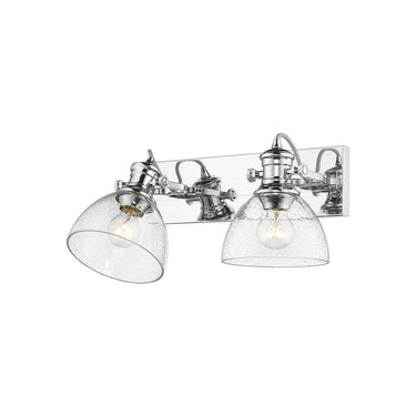 Golden Lighting 3118-BA2-SD Hines 2 Light Bath Vanity in Seeded Glass - Crescent Harbor