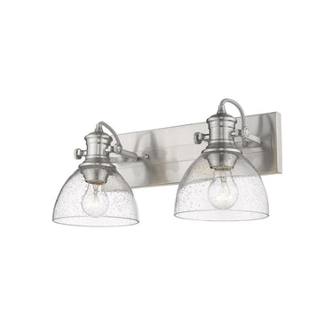 Golden Lighting 3118-BA2-SD Hines 2 Light Bath Vanity in Seeded Glass - Crescent Harbor