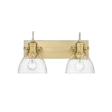 Golden Lighting 3118-BA2-SD Hines 2 Light Bath Vanity in Seeded Glass - Crescent Harbor