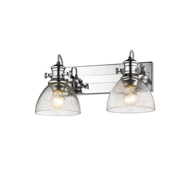 Golden Lighting 3118-BA2-SD Hines 2 Light Bath Vanity in Seeded Glass - Crescent Harbor