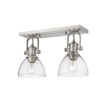 Golden Lighting 3118-BA2-SD Hines 2 Light Bath Vanity in Seeded Glass - Crescent Harbor
