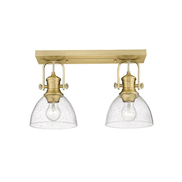 Golden Lighting 3118-BA2-SD Hines 2 Light Bath Vanity in Seeded Glass - Crescent Harbor