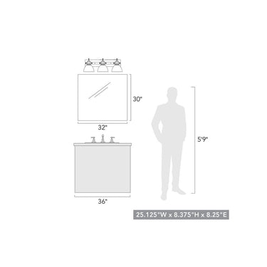 Golden Lighting 3118-BA3 3-Light Bath Vanity - Crescent Harbor