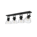 Golden Lighting 3118-BA4 BLK-SD Hines 4 Light Bath Vanity in Matte Black with Seeded Glass - Crescent Harbor