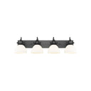 Golden Lighting 3118-BA4 BLK-SD Hines 4 Light Bath Vanity in Matte Black with Seeded Glass - Crescent Harbor