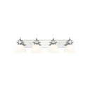 Golden Lighting 3118-BA4 BLK-SD Hines 4 Light Bath Vanity in Matte Black with Seeded Glass - Crescent Harbor