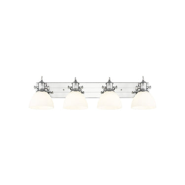 Golden Lighting 3118-BA4 BLK-SD Hines 4 Light Bath Vanity in Matte Black with Seeded Glass - Crescent Harbor