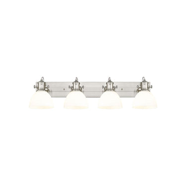 Golden Lighting 3118-BA4 BLK-SD Hines 4 Light Bath Vanity in Matte Black with Seeded Glass - Crescent Harbor