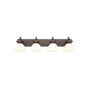 Golden Lighting 3118-BA4 BLK-SD Hines 4 Light Bath Vanity in Matte Black with Seeded Glass - Crescent Harbor