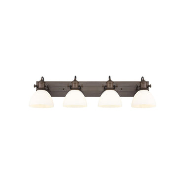 Golden Lighting 3118-BA4 BLK-SD Hines 4 Light Bath Vanity in Matte Black with Seeded Glass - Crescent Harbor