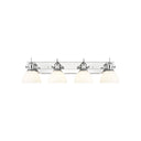 Golden Lighting 3118-BA4 BLK-SD Hines 4 Light Bath Vanity in Matte Black with Seeded Glass - Crescent Harbor
