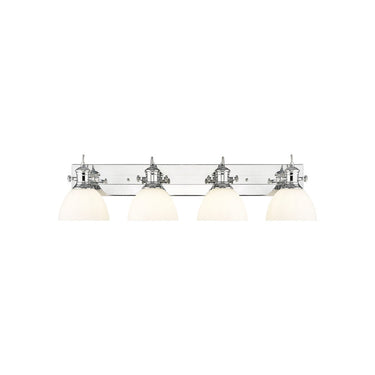 Golden Lighting 3118-BA4 BLK-SD Hines 4 Light Bath Vanity in Matte Black with Seeded Glass - Crescent Harbor