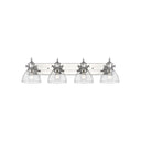 Golden Lighting 3118-BA4 BLK-SD Hines 4 Light Bath Vanity in Matte Black with Seeded Glass - Crescent Harbor