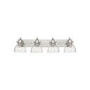 Golden Lighting 3118-BA4 BLK-SD Hines 4 Light Bath Vanity in Matte Black with Seeded Glass - Crescent Harbor