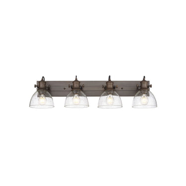 Golden Lighting 3118-BA4 BLK-SD Hines 4 Light Bath Vanity in Matte Black with Seeded Glass - Crescent Harbor