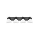 Golden Lighting 3118-BA4 BLK-SD Hines 4 Light Bath Vanity in Matte Black with Seeded Glass - Crescent Harbor
