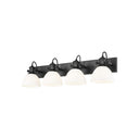 Golden Lighting 3118-BA4 BLK-SD Hines 4 Light Bath Vanity in Matte Black with Seeded Glass - Crescent Harbor