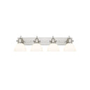 Golden Lighting 3118-BA4 BLK-SD Hines 4 Light Bath Vanity in Matte Black with Seeded Glass - Crescent Harbor