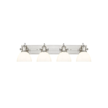 Golden Lighting 3118-BA4 BLK-SD Hines 4 Light Bath Vanity in Matte Black with Seeded Glass - Crescent Harbor