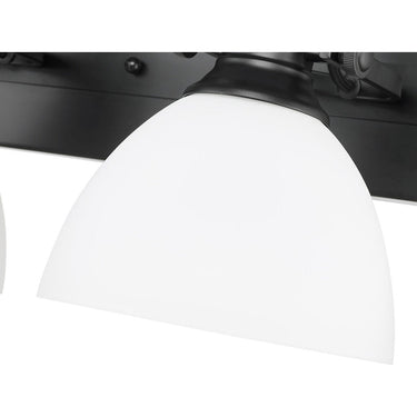 Golden Lighting 3118-BA4 BLK-SD Hines 4 Light Bath Vanity in Matte Black with Seeded Glass - Crescent Harbor