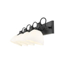 Golden Lighting 3118-BA4 BLK-SD Hines 4 Light Bath Vanity in Matte Black with Seeded Glass - Crescent Harbor