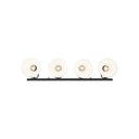 Golden Lighting 3118-BA4 BLK-SD Hines 4 Light Bath Vanity in Matte Black with Seeded Glass - Crescent Harbor