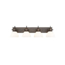 Golden Lighting 3118-BA4 BLK-SD Hines 4 Light Bath Vanity in Matte Black with Seeded Glass - Crescent Harbor