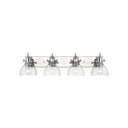 Golden Lighting 3118-BA4 BLK-SD Hines 4 Light Bath Vanity in Matte Black with Seeded Glass - Crescent Harbor