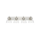 Golden Lighting 3118-BA4 BLK-SD Hines 4 Light Bath Vanity in Matte Black with Seeded Glass - Crescent Harbor